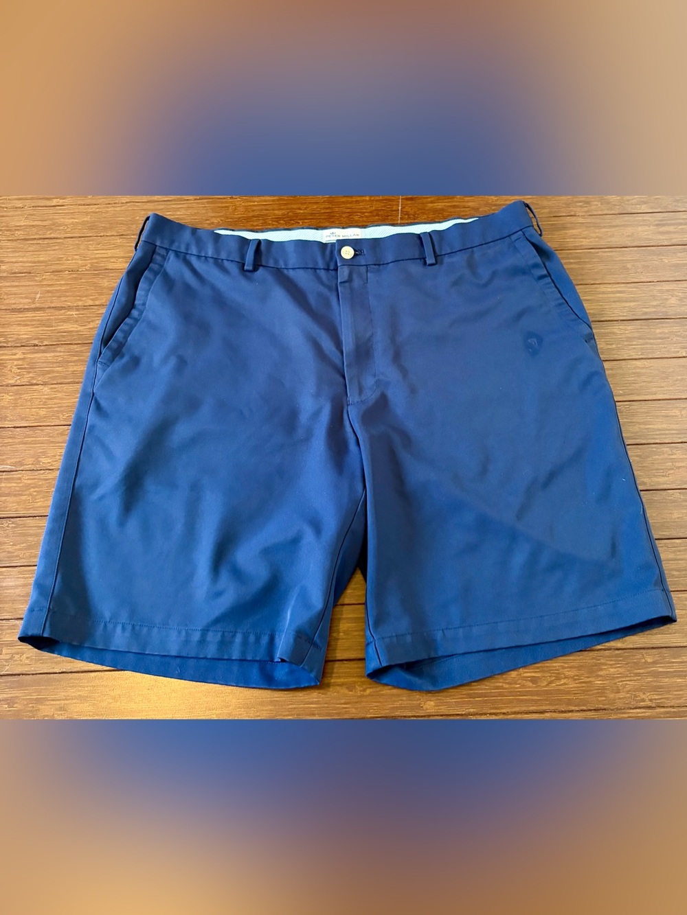 Peter Millar Crown Sport Shorts Mens 38 Navy Blue Performance Golf Activewear